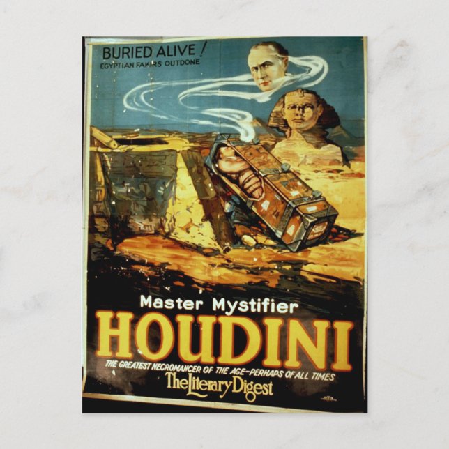 Postal Houdini, el teatro de época del 'compendio literar (Anverso)