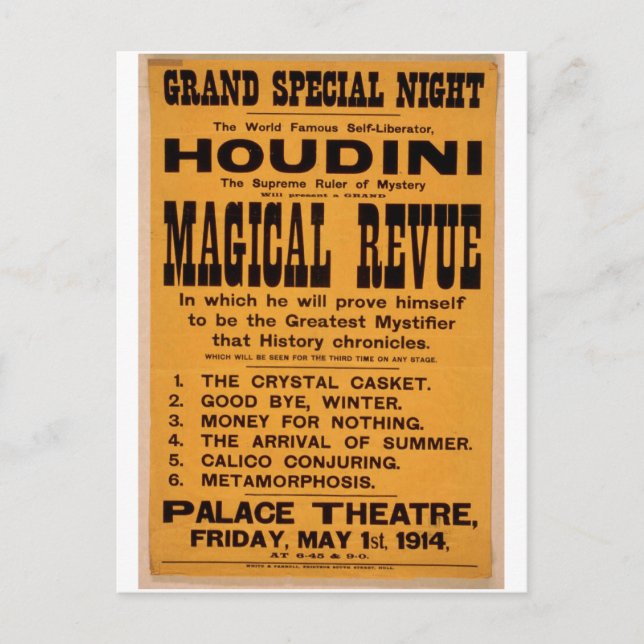 Postal Houdini, Teatro retro de la "Revue mágica" (Anverso)