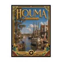 Houma Louisiana Arte Deco Vintage Edad Dorada
