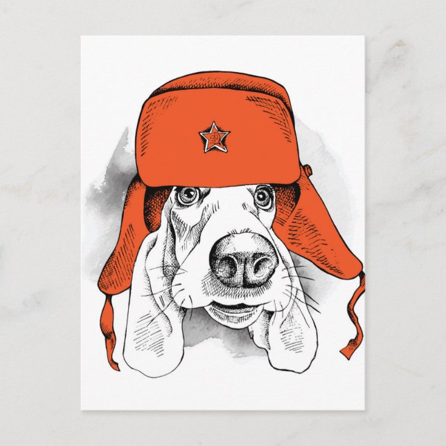 Postal Hound Basset | Gorra Red Ushanka (Anverso)