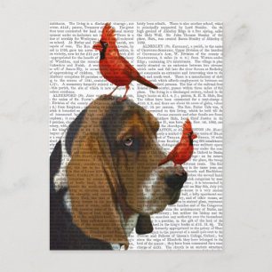 Postal Hound Basset y Aves