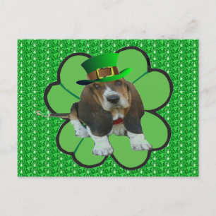Postal Hound de postas en Basset feliz Día de San Patrici