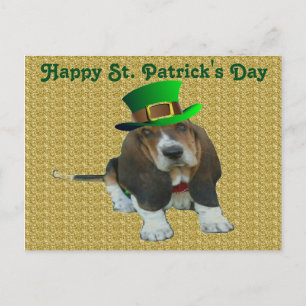 Postal Hound feliz Día de San Patricio con postras
