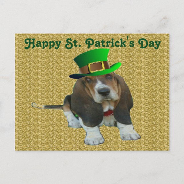 Postal Hound feliz Día de San Patricio con postras (Anverso)