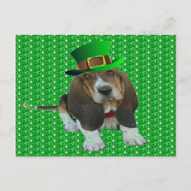 Postal Hound feliz Día de San Patricio con postras (Anverso)