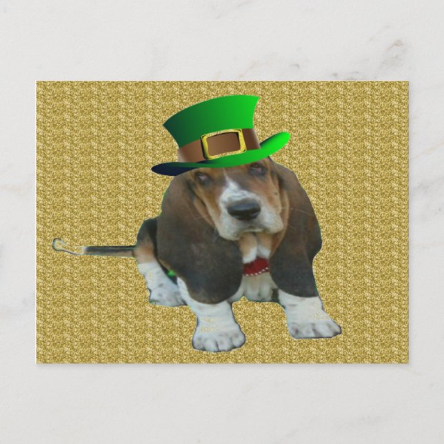 Postal Hound feliz Día de San Patricio con postras (Anverso)