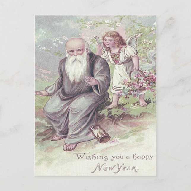 Postal Hourglass de la cesta de ángel del padre Time Cher (Anverso)