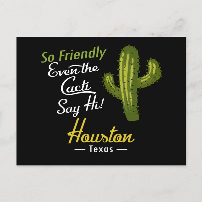 Postal Houston Cactus Funny Retro (Anverso)