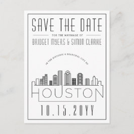 Postal Houston | Estilizado Skyline Guardar la fecha