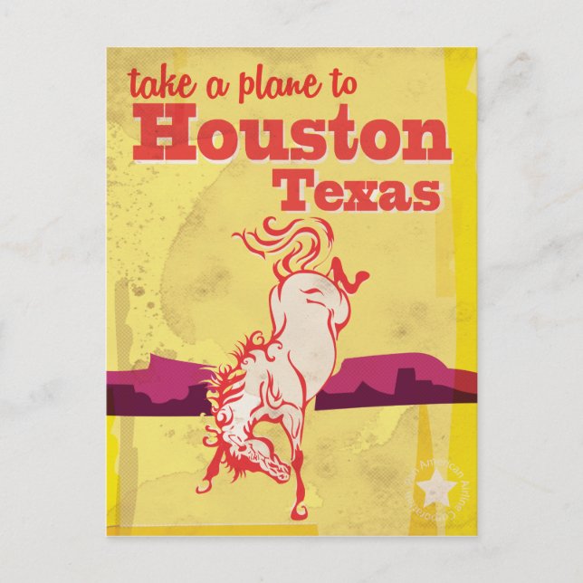 Postal Houston, Poster de Viajes de Texas Vintage (Anverso)