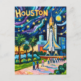 Postal Houston Skyline Space Center Rocket Van Gogh Kids