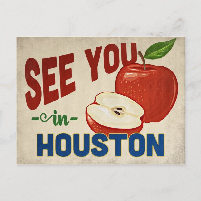 Postal Houston Texas Apple - Viajes de época (Anverso)