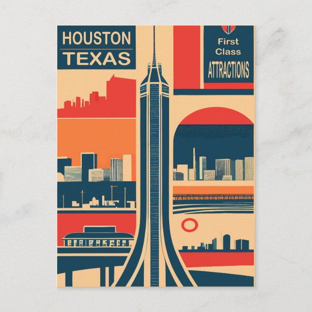 Postal Houston, Texas, atracciones turísticas, viajes (Anverso)