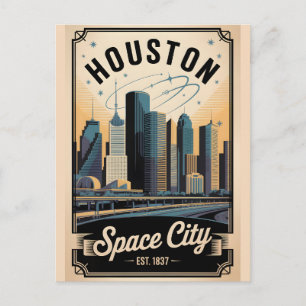 Postal Houston Texas Espacio Ciudad Viaje Retro Vintage
