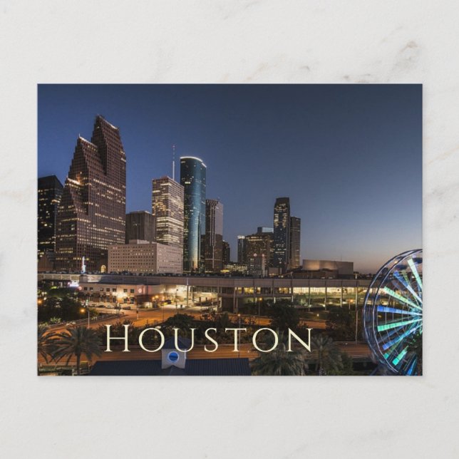 Postal Houston, Texas Skyline, NIght Lights (Anverso)