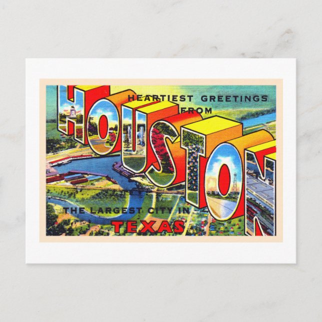 Postal Houston Texas TX Vintage Large Letter Postcard (Anverso)