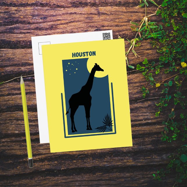 Postal Houston Zoo Texas Vintage Giraffe (Subido por el creador)