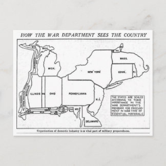 Postal How the War Department Sees the US 1940
