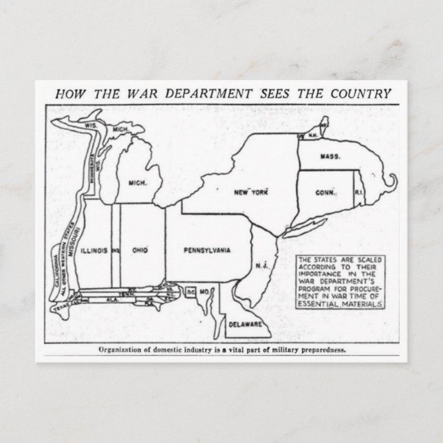 Postal How the War Department Sees the US 1940 (Anverso)