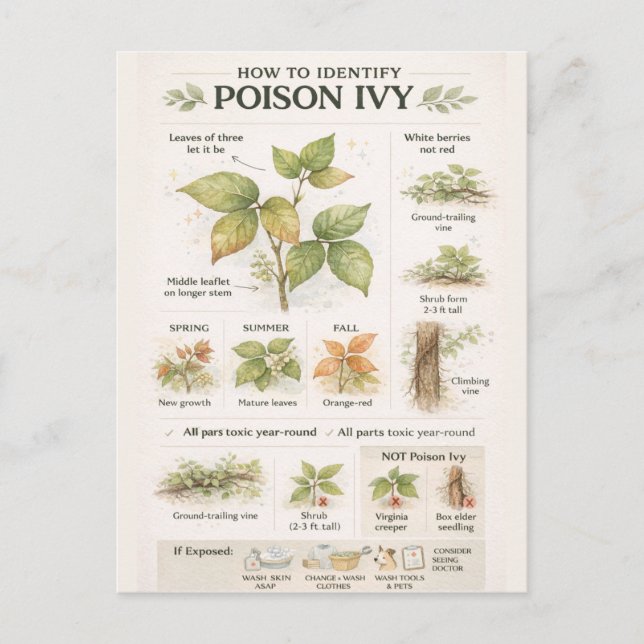 Postal How to Identify Poison Ivy – Educational Botanical (Anverso)