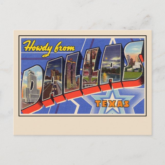 Postal Howdy de Dallas Large Letter Postcard (Anverso)