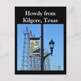 Postal Howdy desde Kilgore, Texas, Derricks de petróleo e