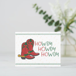 Postal HOwdy HOwdy Navidades Cowboy Boots