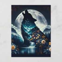 Postal Howling Wolf | Arte Ai Luna Completo