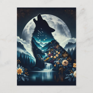Postal Howling Wolf   Arte Ai Luna Completo