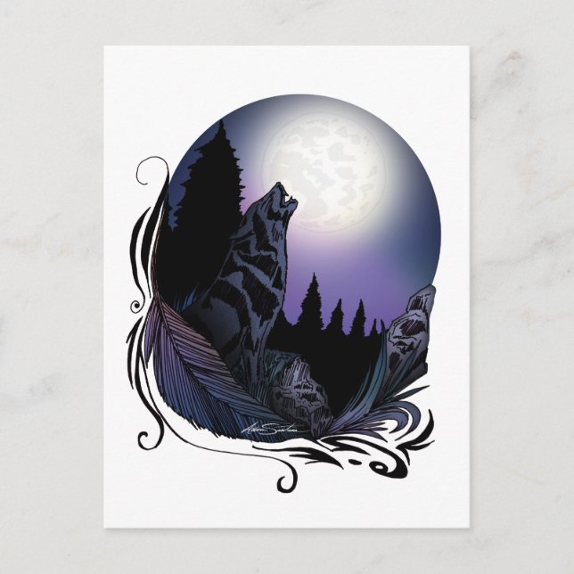 Postal Howling Wolf (Diseño de firma) (Anverso)