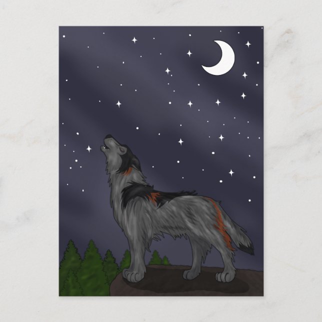 Postal Howling Wolf (Gris) (Anverso)