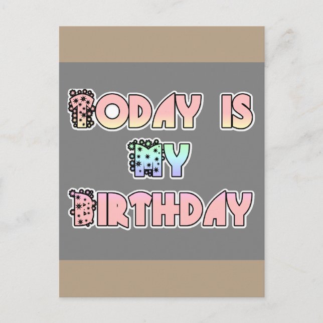 Postal Hoy es mi cumpleaños, bebé, arte rosado impreso (Anverso)