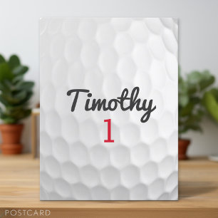 Postal Hoyos de Bola de Golf con Nombre en Negro Número R