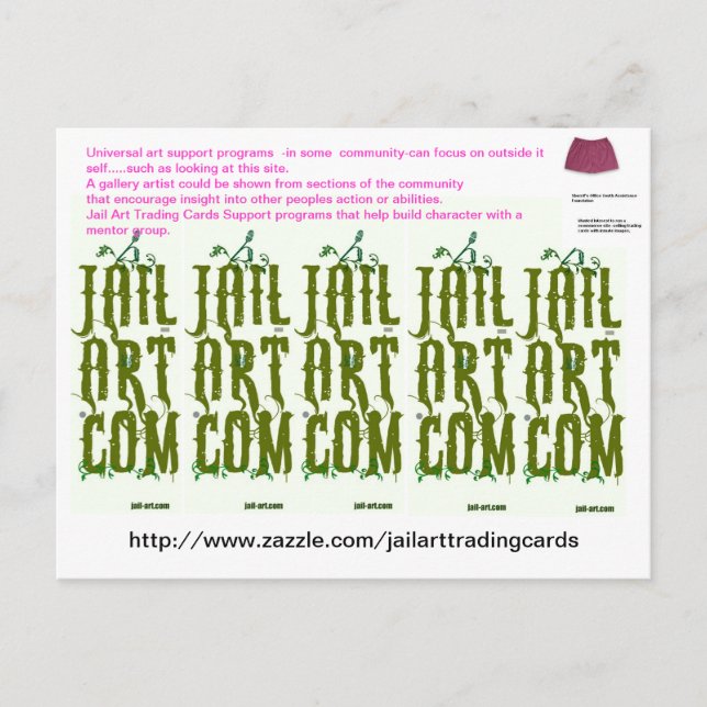 Postal http://www.zazzle.com/jailarttradingcards (Anverso)
