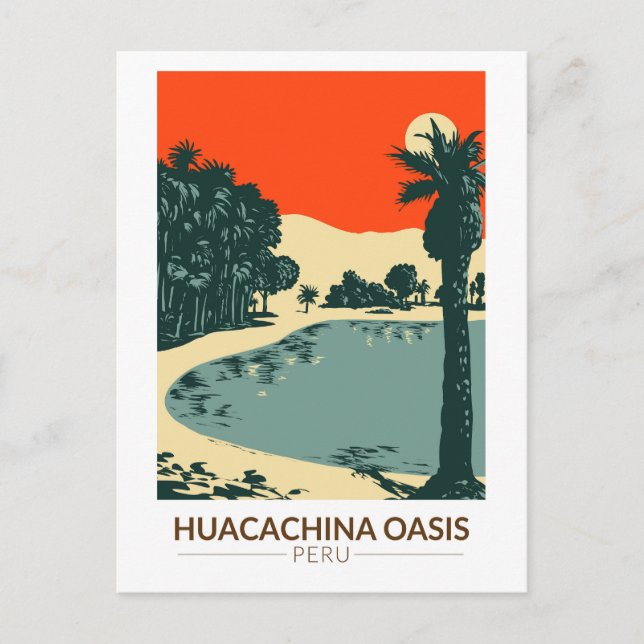 Postal Huacachina Perú Vintage (Anverso)