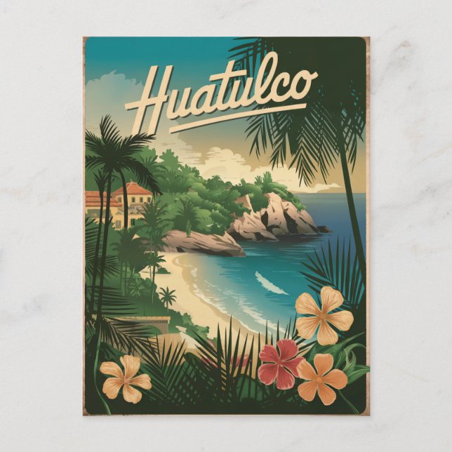 Postal Huatulco México Vintage (Anverso)