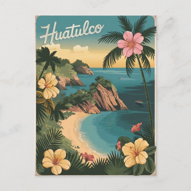 Postal Huatulco México Vintage (Anverso)