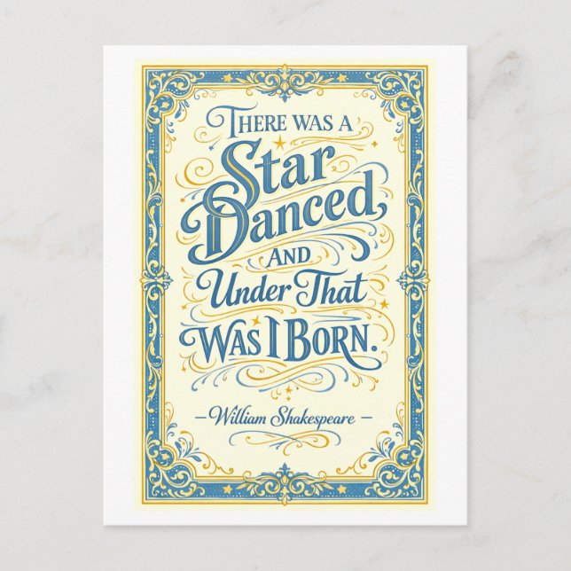 Postal "Hubo una estrella que bailó" Shakespeare (Anverso)