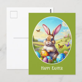 Postal Hübscher Osterhase in Landschaft - 
