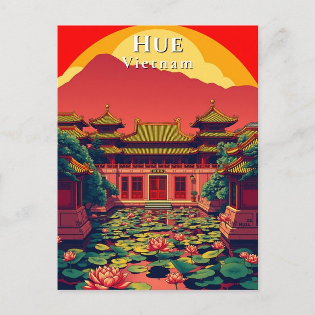 Postal Hue Vietnam Pagoda Travel Retro (Anverso)