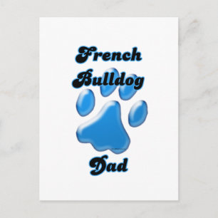 Postal Huella azul del Bulldog francés Dad