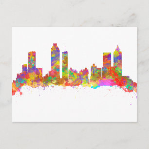 Postal Huella de arte acuarela de Atlanta