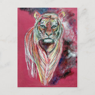 Postal Huella de arte tigre , animal popart de T J Conway