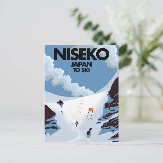 Postal Huella de esquí de Niseko Japón (Anverso de pie)