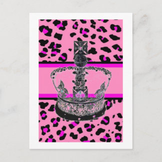 Postal Huella de leopardo rosa picante de moda de Cute Gi