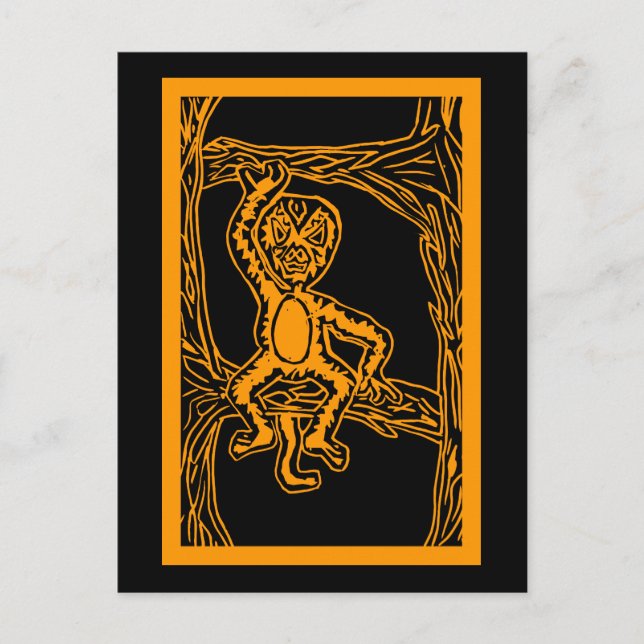 Postal huella de madera de mono (Anverso)