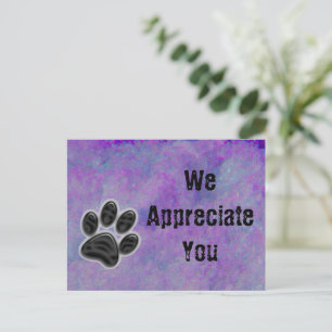 Postal Huella de Mascota de Agradecimiento al Cliente Neg