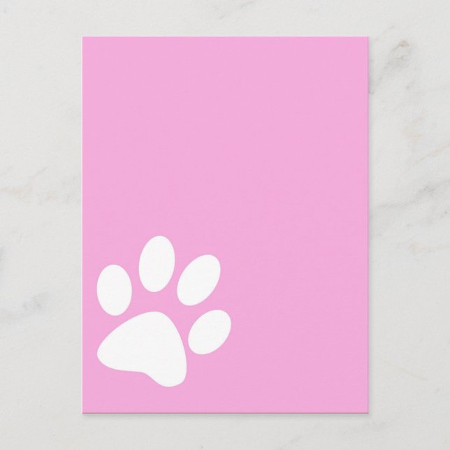 Postal huella de pata de animal rosa (Anverso)