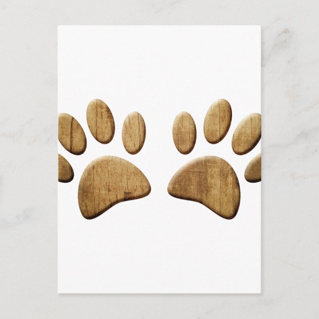 Postal Huella de pata de perro de madera (Anverso)