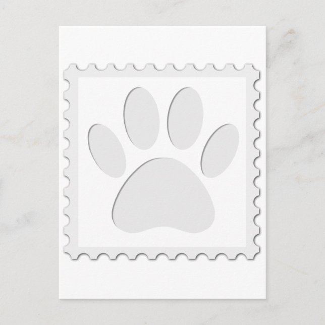 Postal Huella de pata de perro recortada (Anverso)